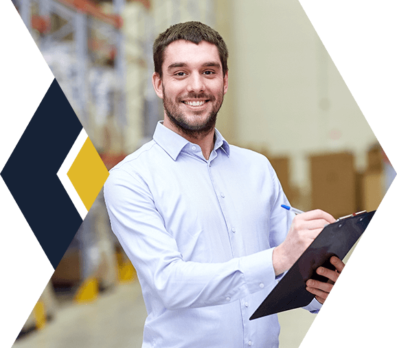 Worker in a 3PL warehouse checking packages